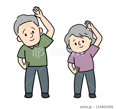 体操をするシニア夫婦 114862008