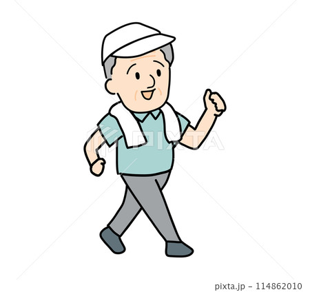 ウォーキングするシニア男性 114862010