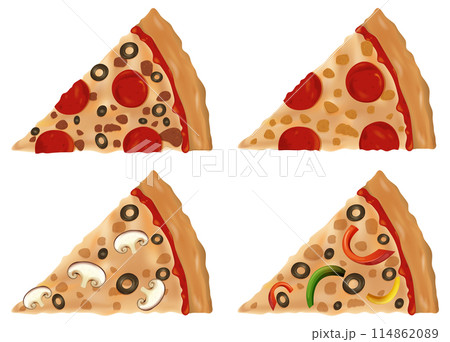 Variety of Pizza Slices Variety of Pizza Slices 114862089