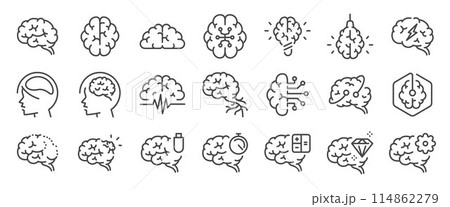 Brain icon set. It includes Neuro, creative, think, idea, and more icons. Editable Vector Stroke. Brain icon set. It includes Neuro, creative, think, idea, and more icons. Editable Vector Stroke. 114862279
