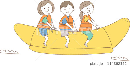 バナナボートに乗る人たち 114862532