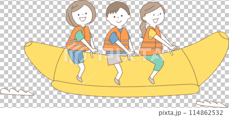 バナナボートに乗る人たち 114862532