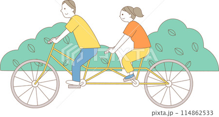 サイクリングをする男女 114862533