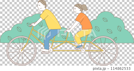 サイクリングをする男女 114862533