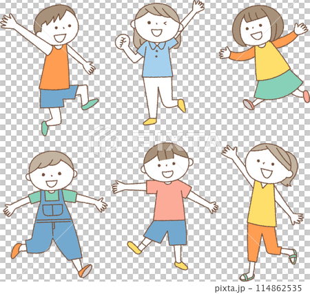 Children's set in a cheerful pose Children's set in a cheerful pose 114862535