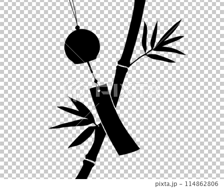 Bamboo and wind chime silhouette illustration 114862806