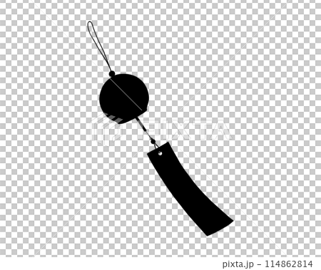 揺れる風鈴のシルエットイラスト 114862814