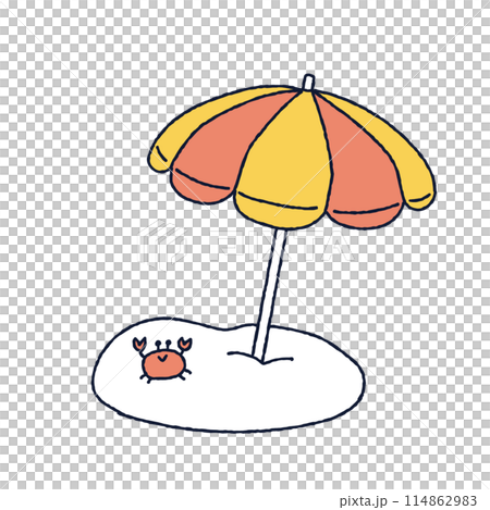 ビーチパラソルとカニのイラスト ビーチパラソルとカニのイラスト 114862983