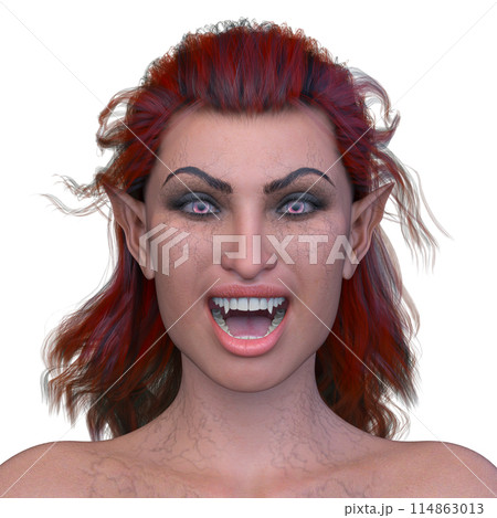 女性ヴァンパイアの顔クローズアップ 114863013