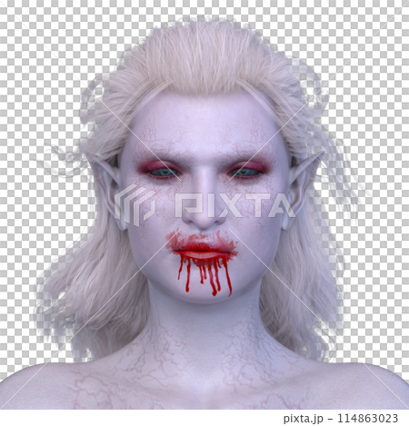 Female vampire face close up 114863023