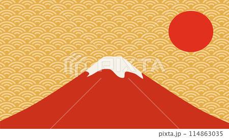 赤富士の背景イラスト 赤富士の背景イラスト 114863035