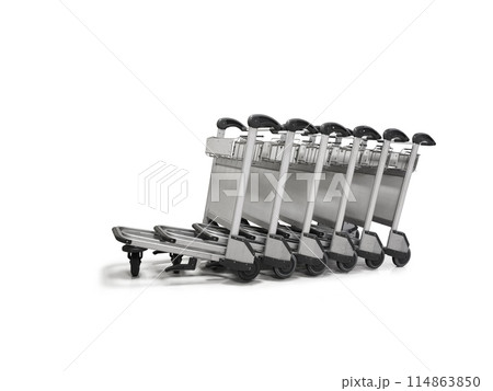 Empty airport baggage cart isolated on white background. 114863850