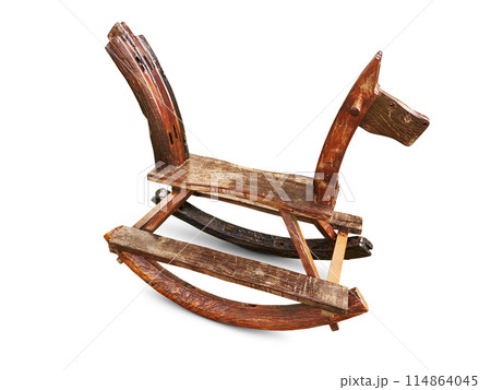 Wooden Rocking Horse on white background 114864045