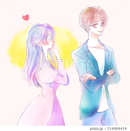 男性に恋心を抱く女性 114864414