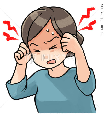 頭痛に苦しむ女性 頭痛に苦しむ女性 114864445