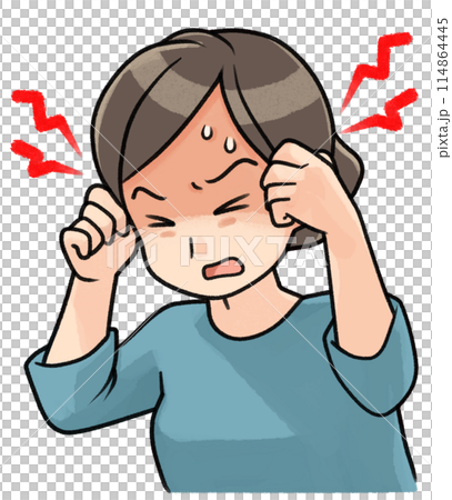 頭痛に苦しむ女性 頭痛に苦しむ女性 114864445