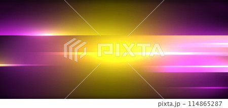 Neon dynamic diagonal light rays background. Techno digital geometric concept design for wallpaper, banner, presentation, background 114865287