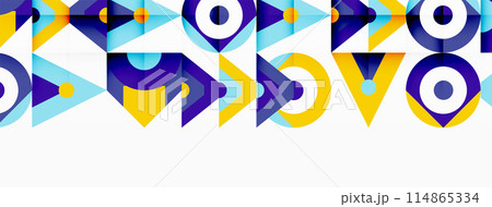 Colorful circle and triangle abstract background. Template for wallpaper, banner, presentation, background Colorful circle and triangle abstract background. Template for wallpaper, banner, presentation, background 114865334