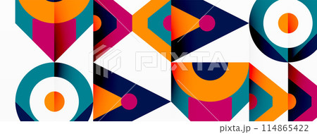 Colorful circle and triangle abstract background. Template for wallpaper, banner, presentation, background Colorful circle and triangle abstract background. Template for wallpaper, banner, presentation, background 114865422