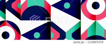 Colorful circle and triangle abstract background. Template for wallpaper, banner, presentation, background Colorful circle and triangle abstract background. Template for wallpaper, banner, presentation, background 114865459