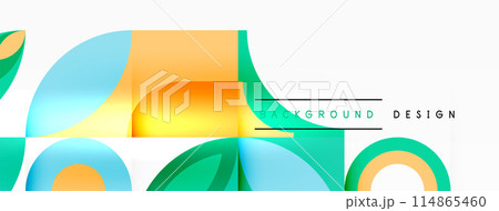 Circles and petals. Geometric beautiful abstract minimal template for Wallpaper, Banner, Background, Card, Book Illustration, landing page 114865460