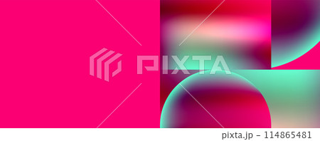 Neon color abstract geometric shapes background design. Vector Illustration For Wallpaper, Banner, Background, Card, Book Illustration, landing page 114865481