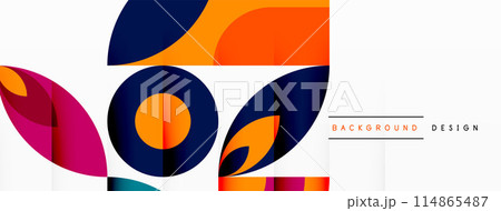 Circles and petals. Geometric beautiful abstract minimal template for Wallpaper, Banner, Background, Card, Book Illustration, landing page 114865487