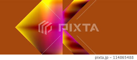 Neon color abstract geometric shapes background design. Vector Illustration For Wallpaper, Banner, Background, Card, Book Illustration, landing page 114865488