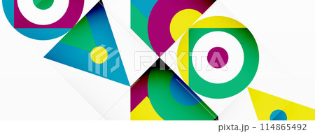 Colorful circle and triangle abstract background. Template for wallpaper, banner, presentation, background 114865492