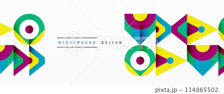 Colorful circle and triangle abstract background. Template for wallpaper, banner, presentation, background 114865502