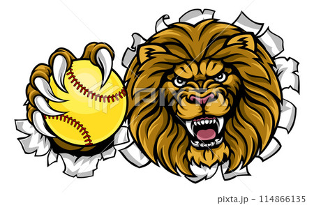 Lion Softball Animal Sports Team Mascot 114866135