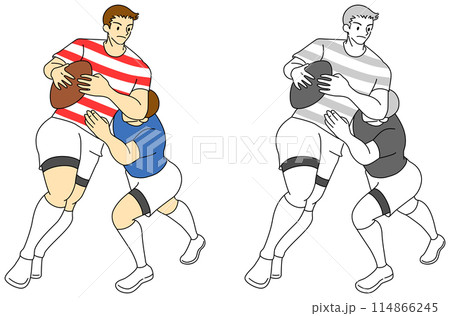 ラグビー選手(男性)のイラストセット ラグビー選手(男性)のイラストセット 114866245