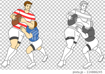 ラグビー選手(男性)のイラストセット ラグビー選手(男性)のイラストセット 114866245