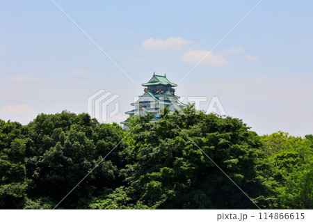 晴天の大阪城天守 114866615