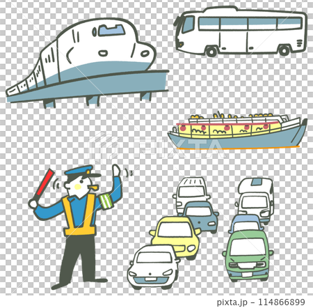 公共交通手段と渋滞と屋形船 イラスト素材 公共交通手段と渋滞と屋形船 イラスト素材 114866899