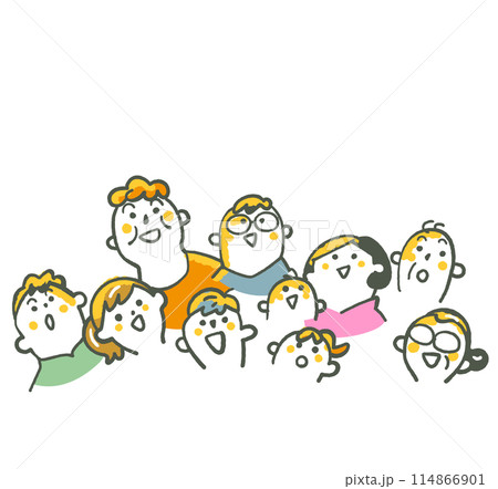 光を照り返しながら空を見上げて完成を上げる人々 イラスト素材 光を照り返しながら空を見上げて完成を上げる人々 イラスト素材 114866901