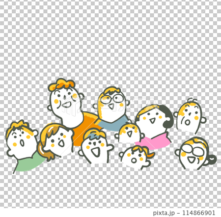 光を照り返しながら空を見上げて完成を上げる人々 イラスト素材 光を照り返しながら空を見上げて完成を上げる人々 イラスト素材 114866901