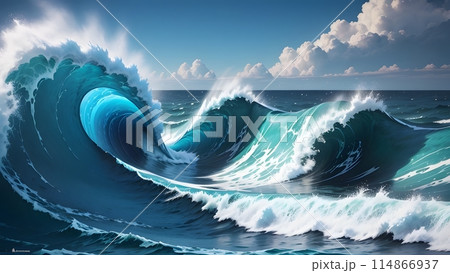 ダイナミックな海のイラスト素材 [114866937] - PIXTA