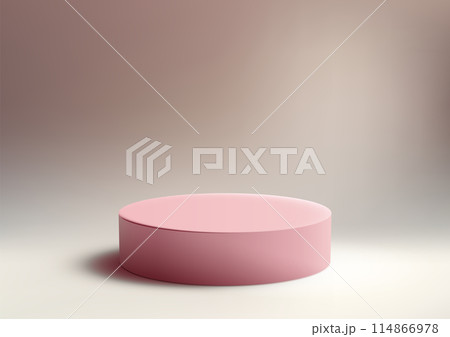 3D realistic soft pink podium with a beige background, Product display, Mockup 114866978