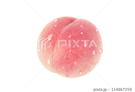 桃のイラスト リアル 白バック 114867359