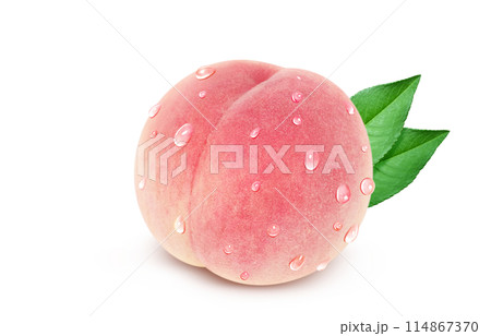 桃 イラスト リアル 白バック 114867370
