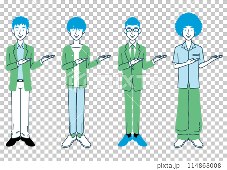 各種髮型和衣服的男人插畫 114868008