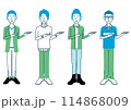 いろいろな髪型・服装をした男性のイラスト 114868009