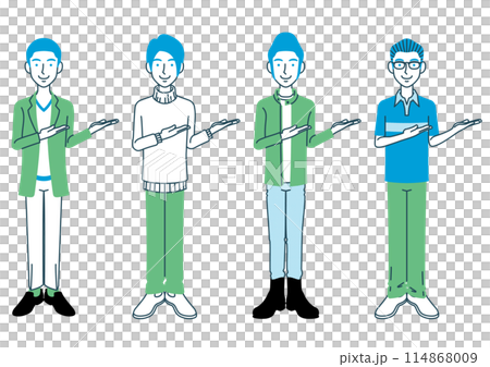 各種髮型和衣服的男人插畫 114868009