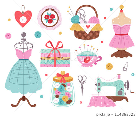 Sewing icons in flat design Sewing icons in flat design 114868325