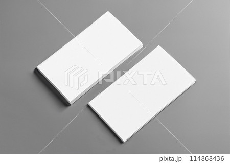 blank business cards, greeting cards on gray background 114868436