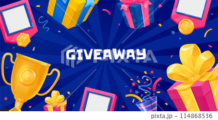 Realistic cartoon giveaway winners background 114868536