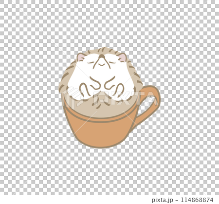 マグカップの中で眠るハリネズミのイラスト 114868874