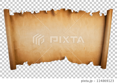 empty scroll of parchment, transparent background empty scroll of parchment, transparent background 114869123