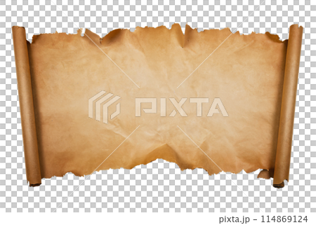 empty  scroll of parchment, transparent background 114869124